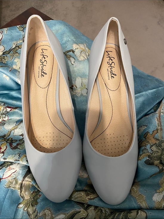 Life Stride Shoes - Life Stride Women's Pale Blue Patent Round-Toe Flats